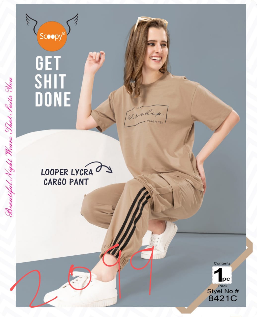 LOOPER LYCRA CARGO PANT 8421C / PREMIUM LOOPER LYCRA / M - 2XL