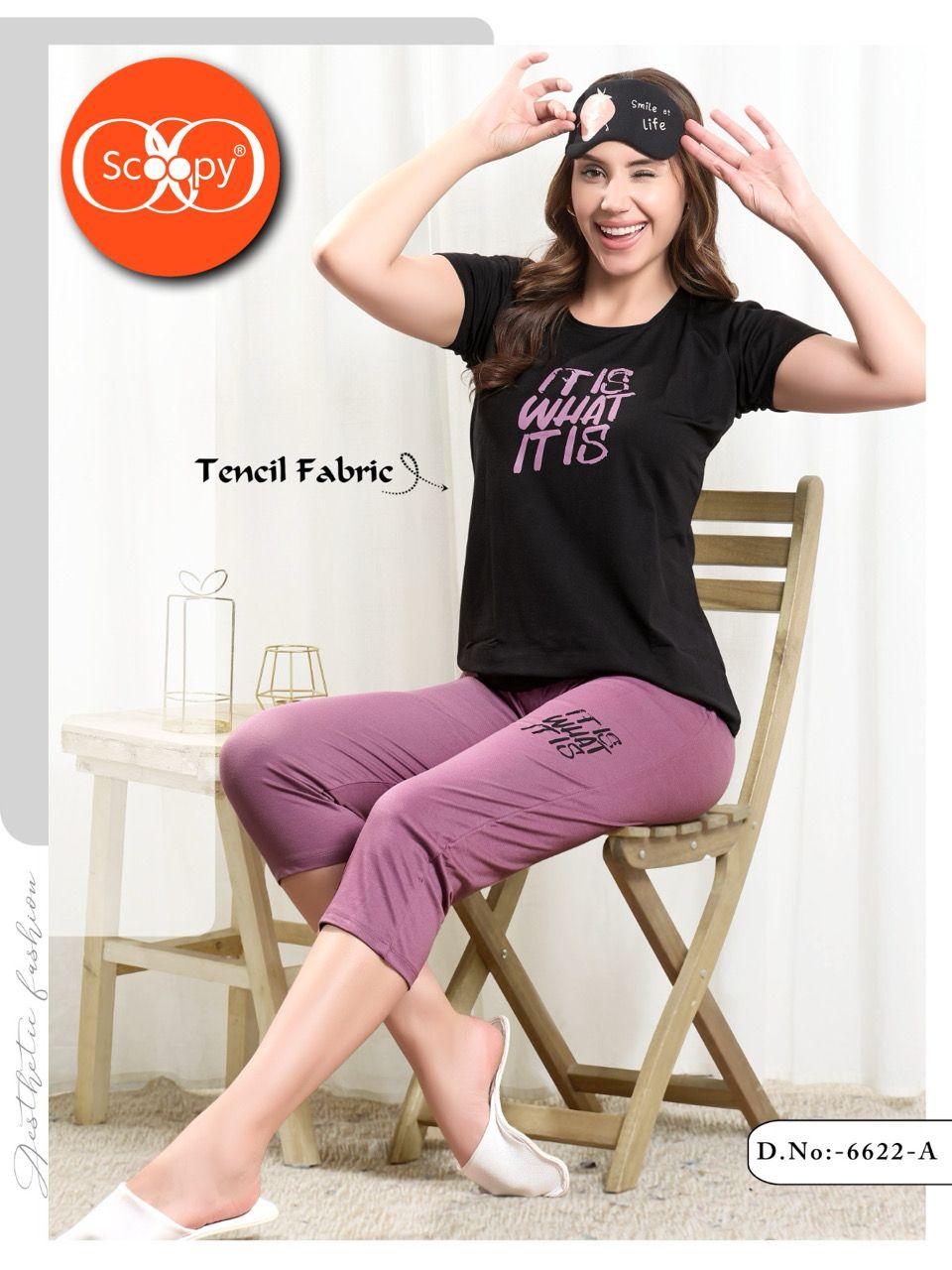 TENCEL T-SHIRT CAPRI SET CONTRAST 6622 A | PREMIUM SOFT FABRIC | M - 2XL