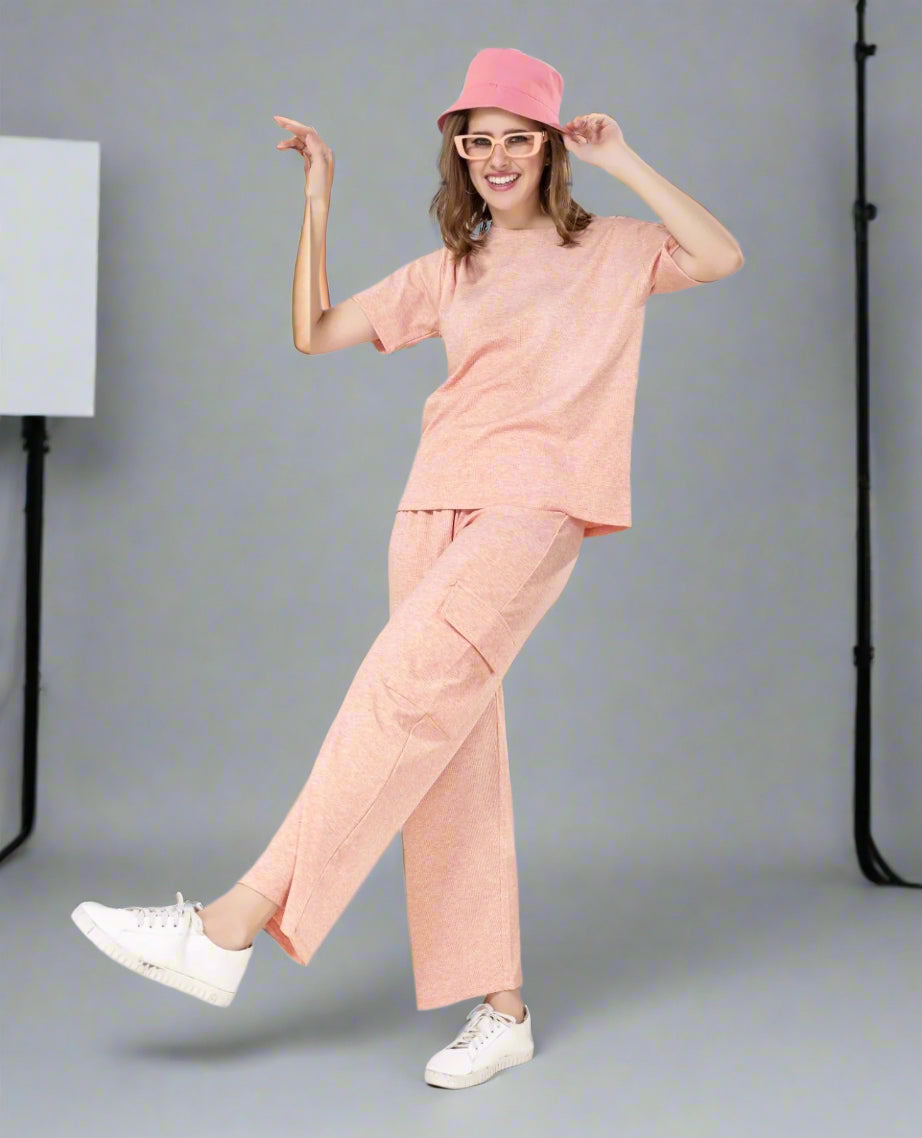 RIB OVERSIZE T-SHIRT PYJAMA SET 8446 B | PREMIUM SOFT FABRIC | M - 2XL