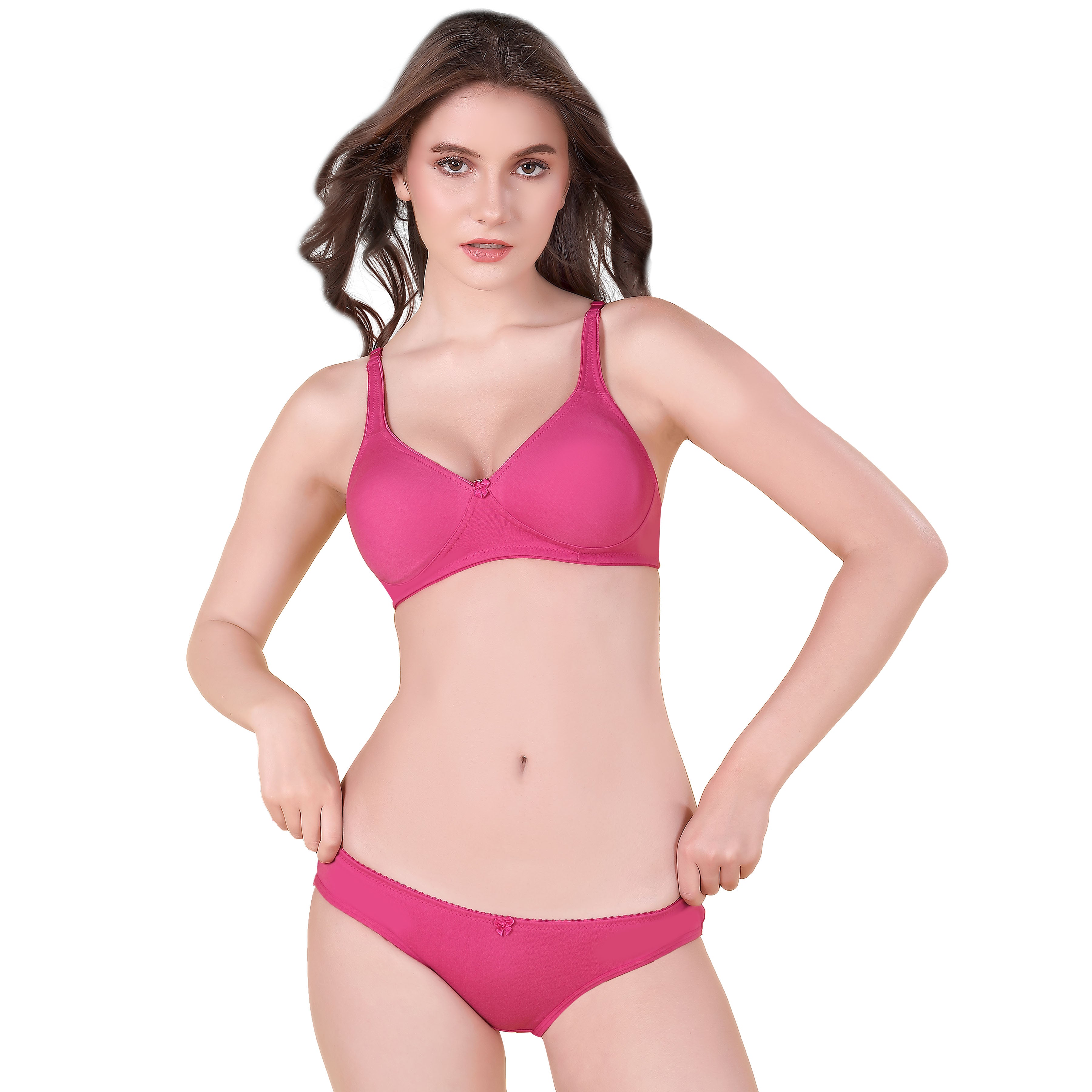 SCOOPY SET | B-CUP | NON-PADDED SET | NON-WIRED | PLAIN SET | FULL CUP BRA SET