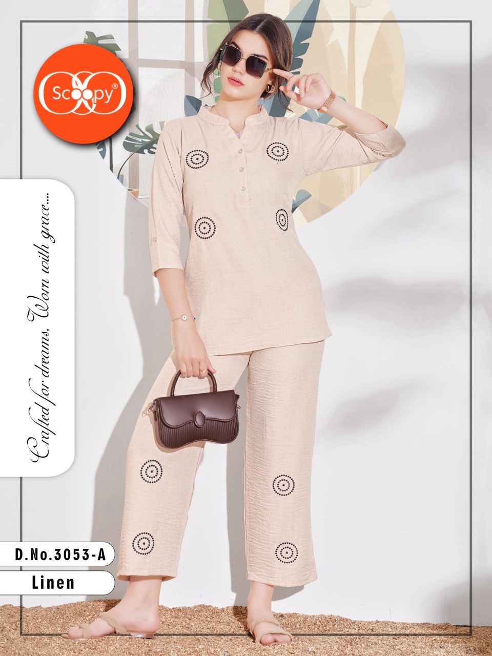 LINEN CO-ORD OUTFIT 3053 A |  SOFT LINEN FABRIC | M - 3XL