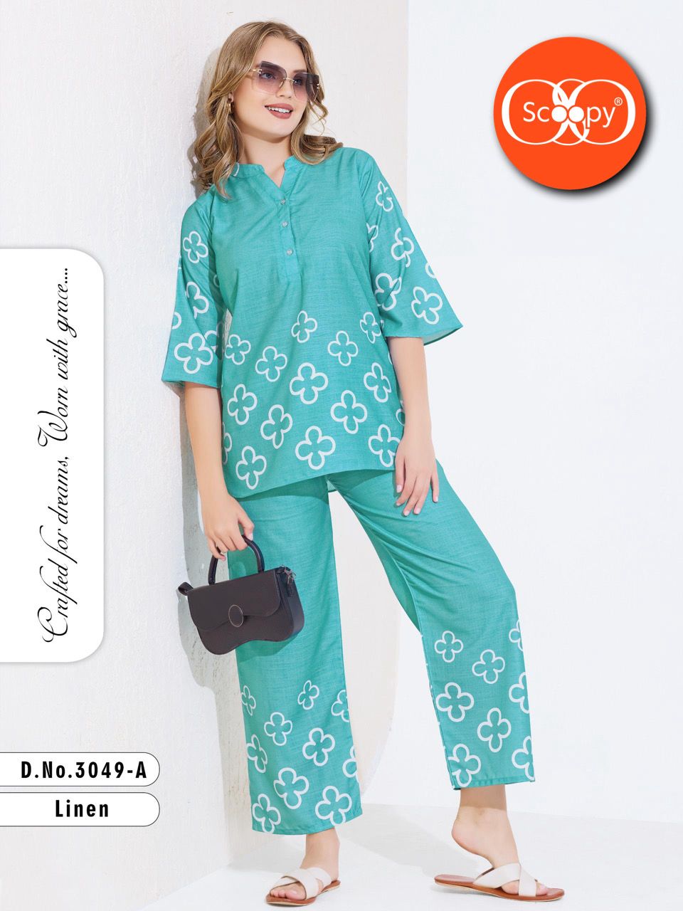 LINEN CO-ORD OUTFIT 3049 A|  SOFT LINEN FABRIC | L - 3XL