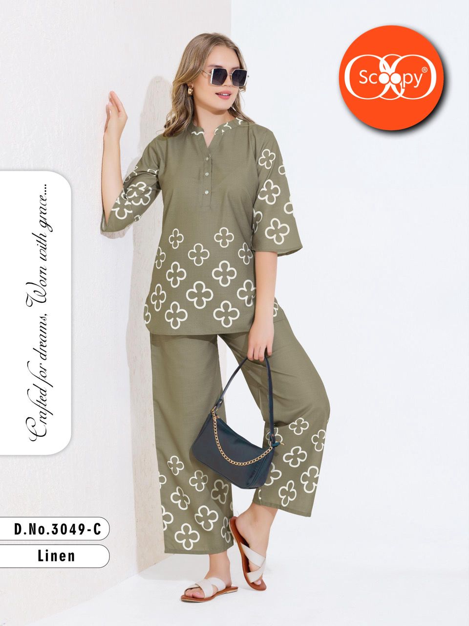 LINEN CO-ORD OUTFIT 3049 - C |  SOFT LINEN FABRIC | L - 3XL