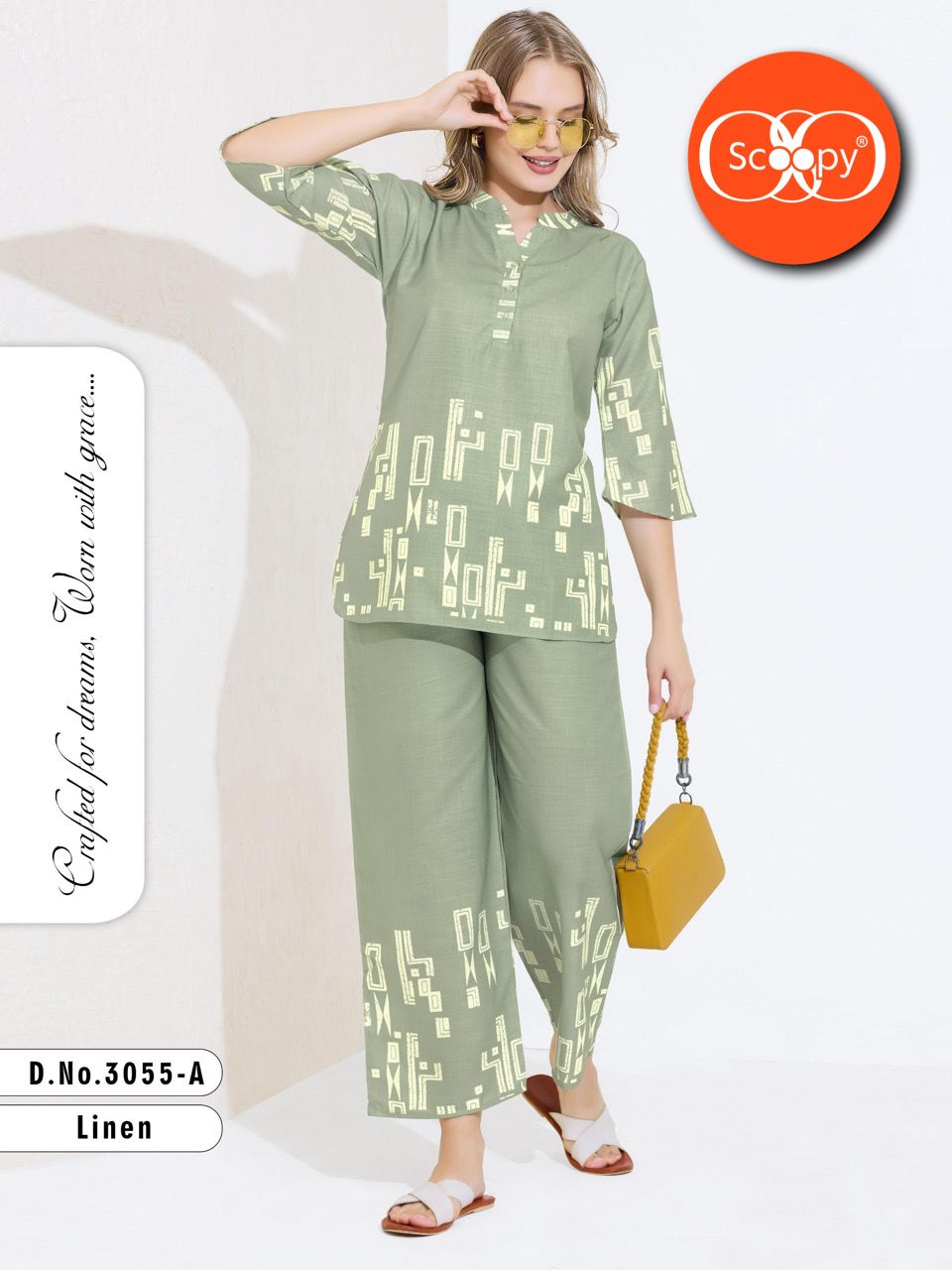 LINEN CO-ORD OUTFIT 3055 A |  SOFT LINEN FABRIC | L - 3XL