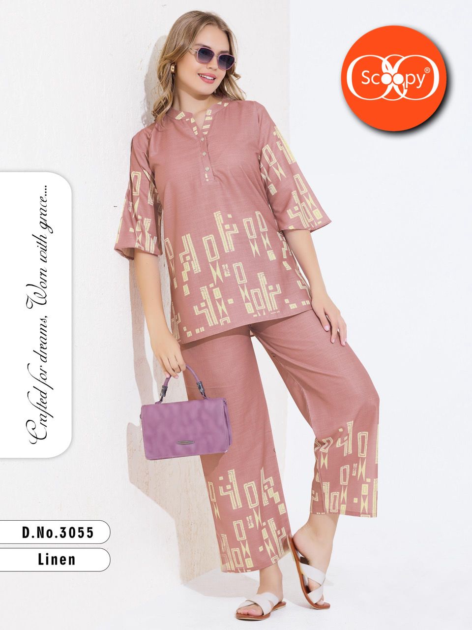 LINEN CO-ORD OUTFIT 3055 |  SOFT LINEN FABRIC | L - 3XL
