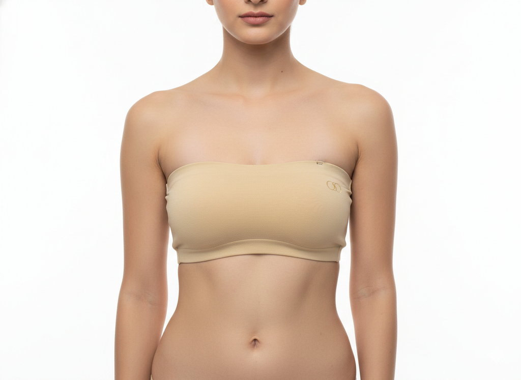TUBE PAD BRA | PADDED WITH REMOVABLE PADS | NON WIRED | COTTON HOSIERY FABRIC | SEAMLESS | WITH REMOVABLE TRANSPARENT STRAP