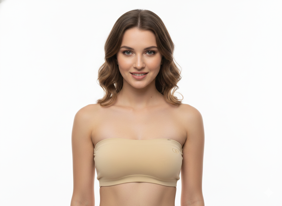 TUBE PAD BRA | PADDED WITH REMOVABLE PADS | NON WIRED | COTTON HOSIERY FABRIC | SEAMLESS | WITH REMOVABLE TRANSPARENT STRAP