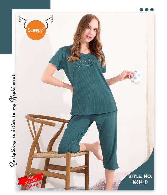T-SHIRT CAPRI SET  16614 D | IMPORTED PREMIUM STRETCH SOFT FABRIC | M - 3XL