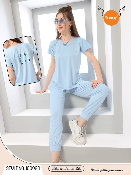 TENCEL RIB T-SHIRT PYJAMA SET 10092 A | PREMIUM SOFT FABRIC | M - 2XL