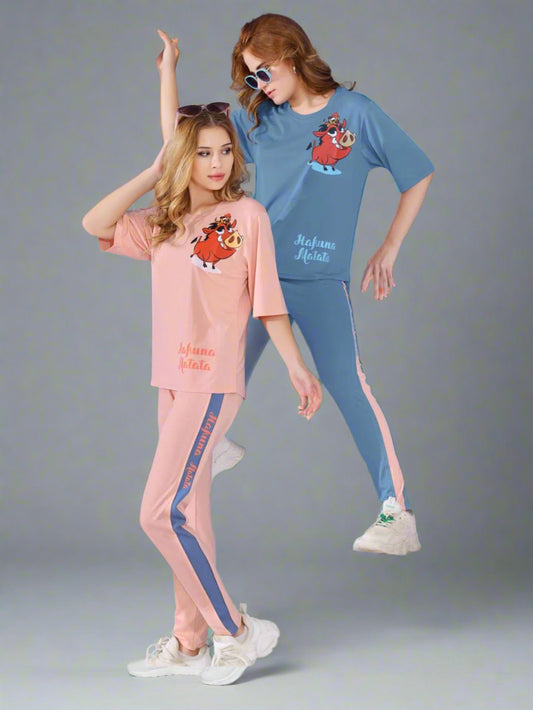 TENCEL PRINTED T-SHIRT PYJAMA SET 3424 A/B | PREMIUM SOFT FABRIC | M - 2XL