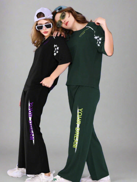 TENCEL PRINTED T-SHIRT PYJAMA SET 3425 A/B | PREMIUM SOFT FABRIC | M - 2XL
