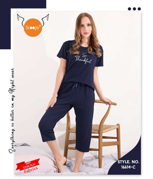 T-SHIRT CAPRI SET  16614 C | IMPORTED PREMIUM STRETCH SOFT FABRIC | M - 3XL