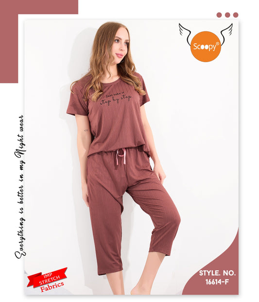 T-SHIRT CAPRI SET  16614 F | IMPORTED PREMIUM STRETCH SOFT FABRIC | M - 3XL
