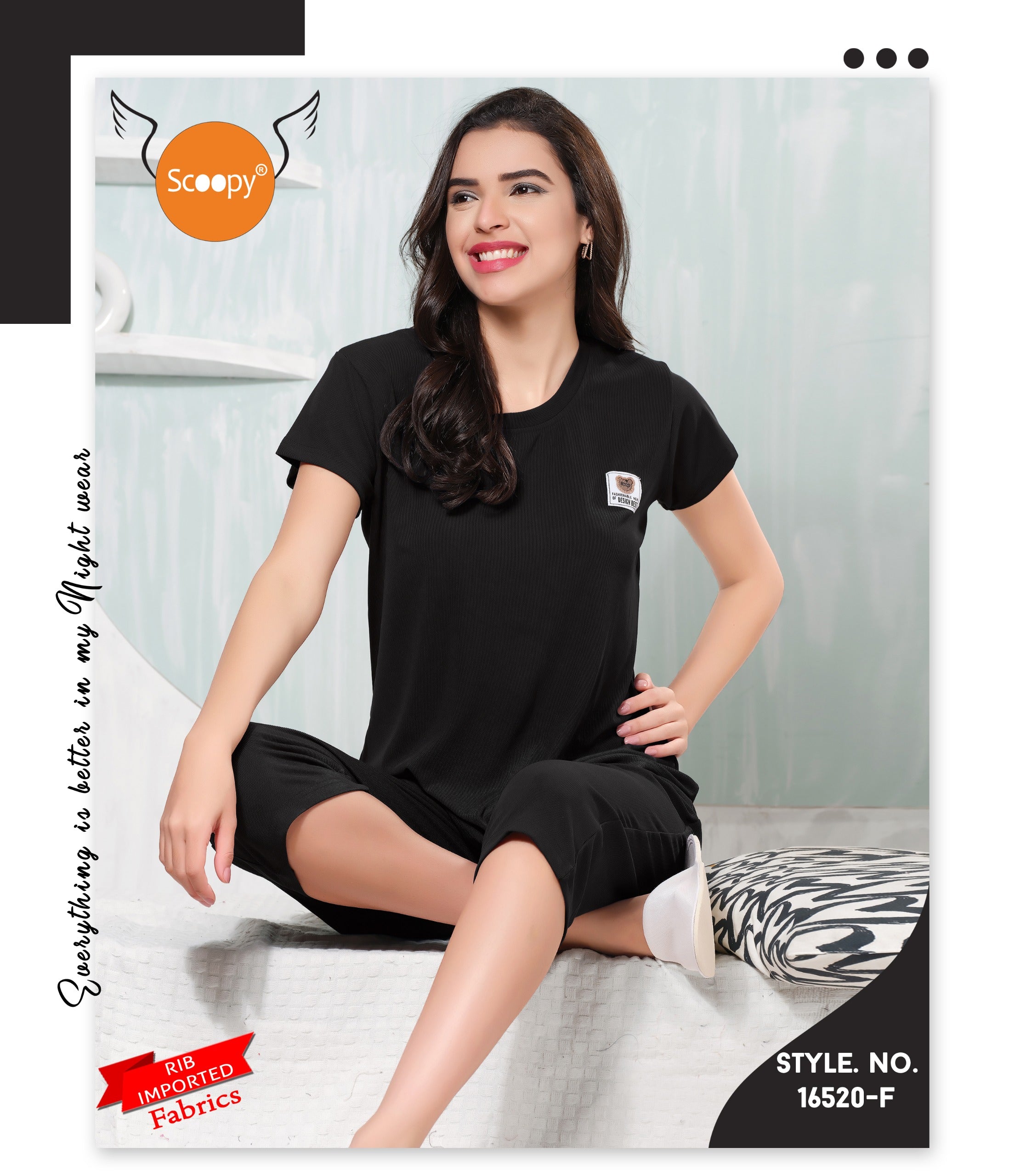 T-SHIRT CAPRI SET  16520 F | IMPORTED PREMIUM STRETCH SOFT FABRIC | M - 3XL