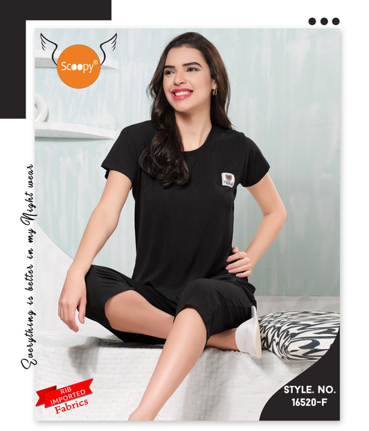T-SHIRT CAPRI SET  16520 F | IMPORTED PREMIUM STRETCH SOFT FABRIC | M - 3XL