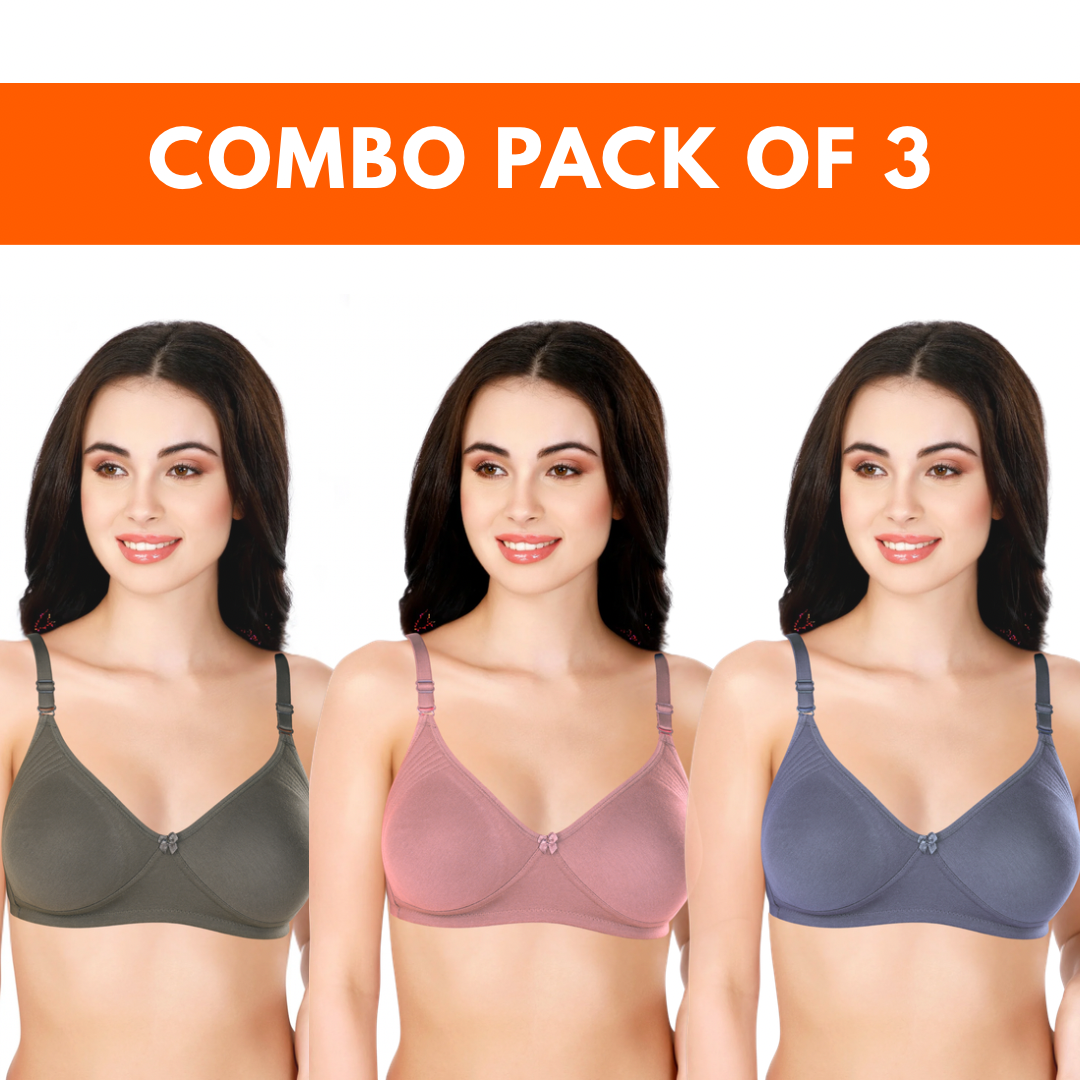 (PACK OF 3) BALI BRA | C CUP | NON - PADDED | NON - WIRED | SIDE SUPPORT| SIDE - STITCH | REGULAR EVERYDAY BRA (Copy)
