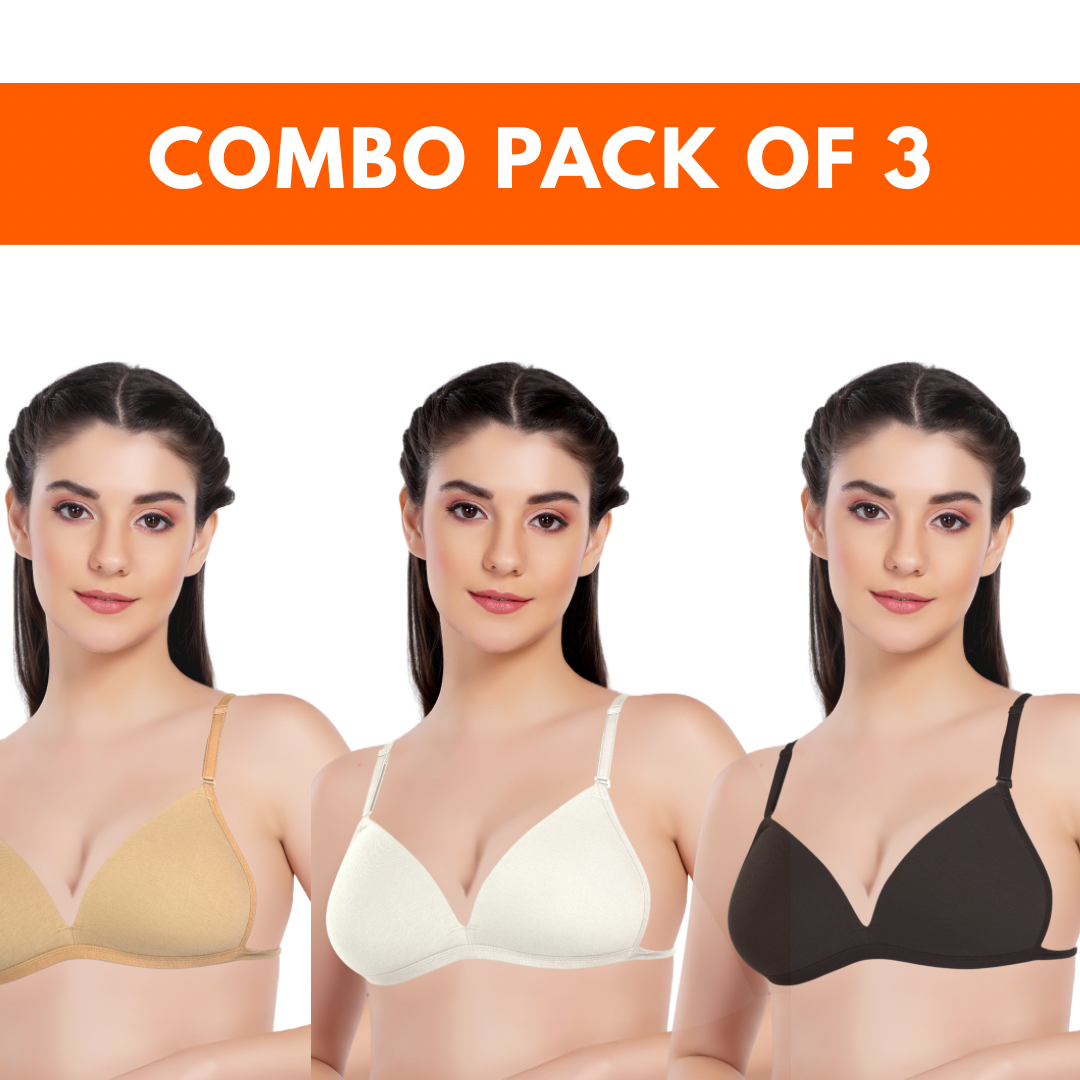 (PACK OF 3) MIAMI PADDED BRA | B-CUP | PADDED BRA | NON-WIRED | BEACH WEAR | BEACH BRA | LOW BACK