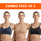 (PACK OF 3) JAZZ PAD | B-CUP | REMOVABLE PADDED BRA | NON-WIRED | SPORTS | ACTIVE WEAR | TEENAGER BRA | MICRO-MODAL FABRIC