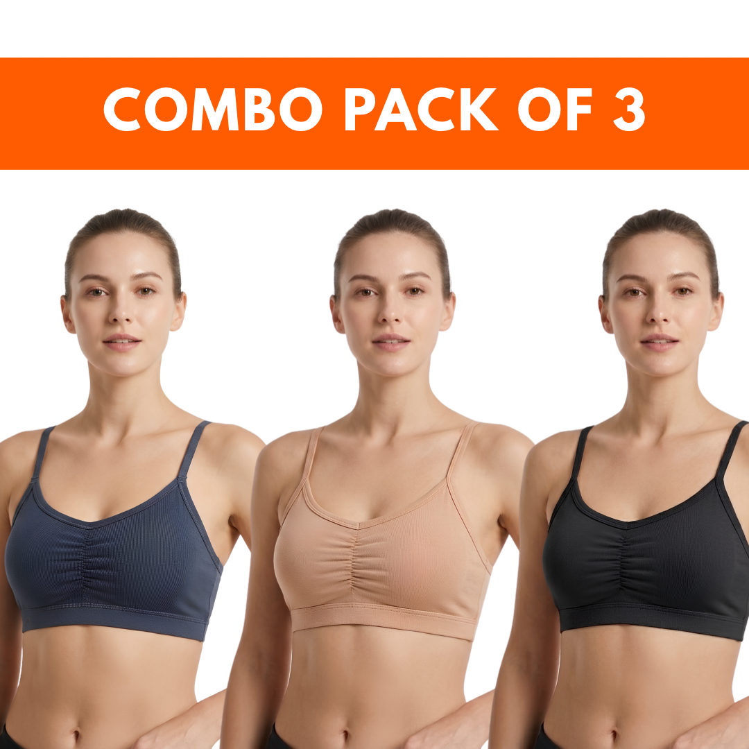 (PACK OF 3) JAZZ PAD | B-CUP | REMOVABLE PADDED BRA | NON-WIRED | SPORTS | ACTIVE WEAR | TEENAGER BRA | MICRO-MODAL FABRIC