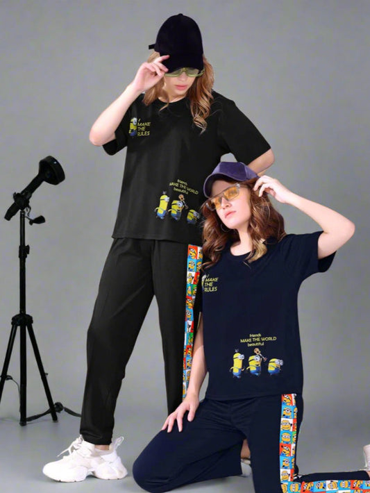 TENCEL PRINTED T-SHIRT PYJAMA SET 3428 A/B | PREMIUM SOFT FABRIC | S - 3XL