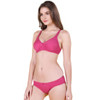 SCOOPY SET | B-CUP | NON-PADDED SET | NON-WIRED | PLAIN SET | FULL CUP BRA SET